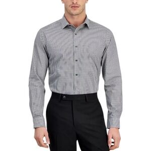 Alfani Slim Fit Houndstooth Stretch Dress Shirt Black White 14 14.5 32–33